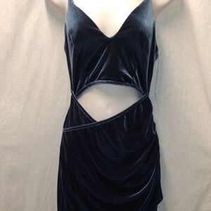 Fashion Nova Sleeveless Spaghetti Strap, Lg, Velvet Spandex,  Gray, pre-owned